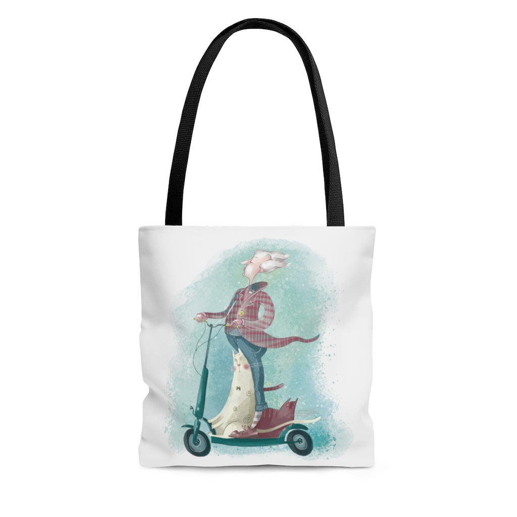 Cat N Scooter AOP Tote Bag