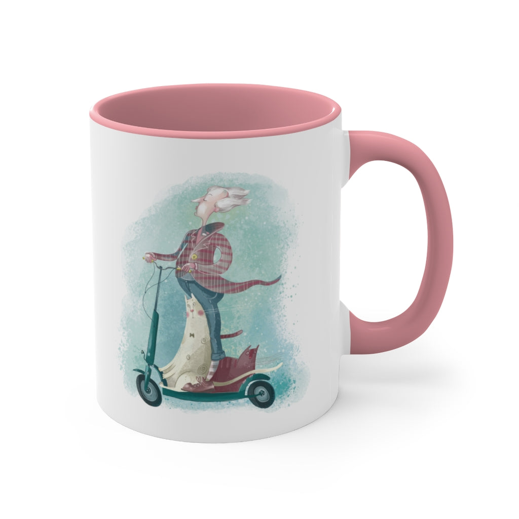 Cat N Scooter Accent Coffee Mug, 11oz