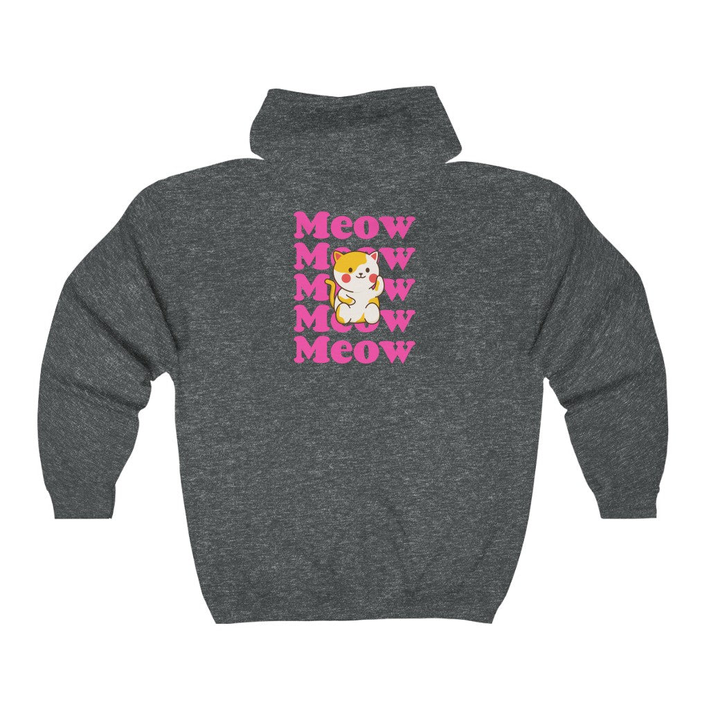 Meow Meow Meow Backprint Unisex Heavy Blend™ Full Zip Hooded Sweatshirt