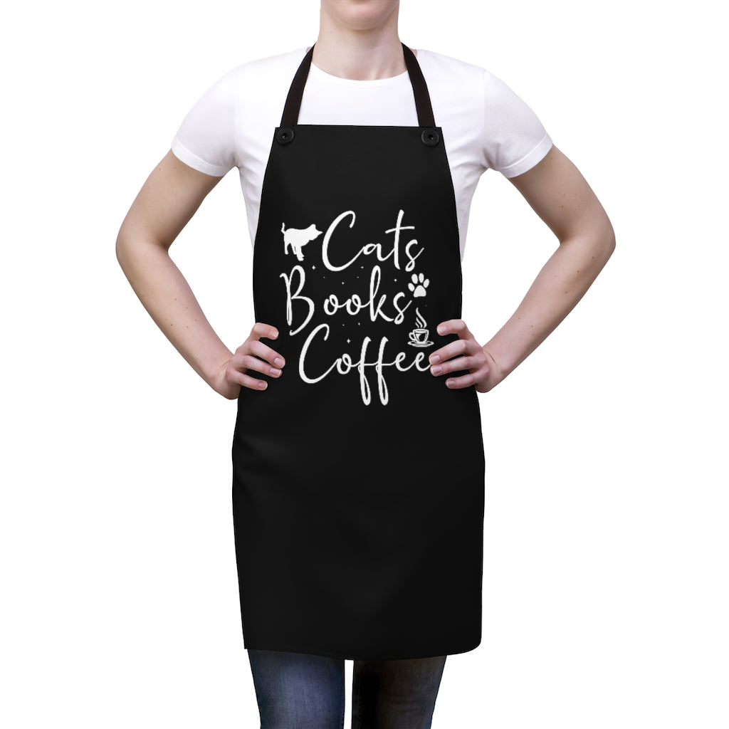 Cats Books Coffee Apron