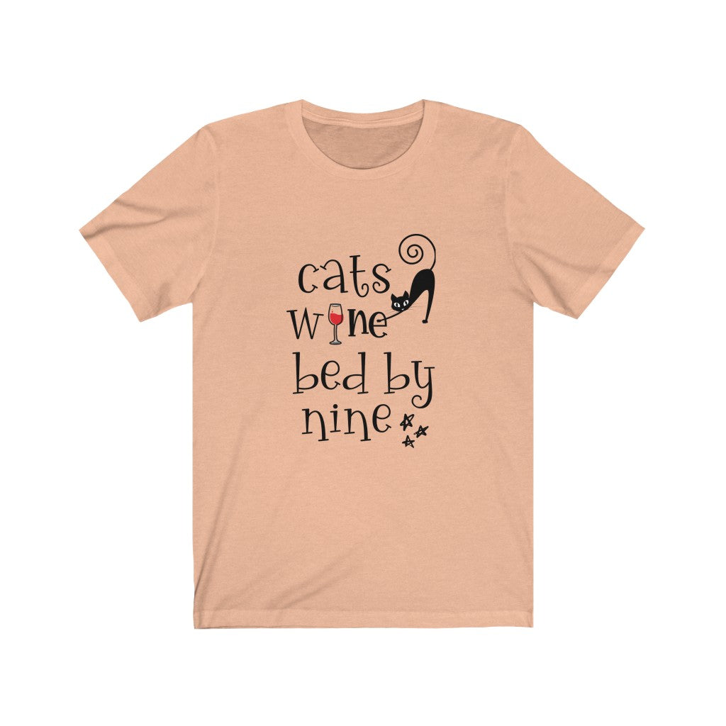 Cats Wine Bed By Nine Unisex Jersey Short Sleeve Tee