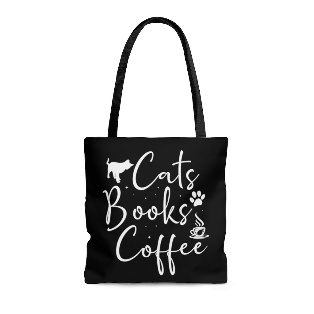 Cats Books Coffee AOP Tote Bag