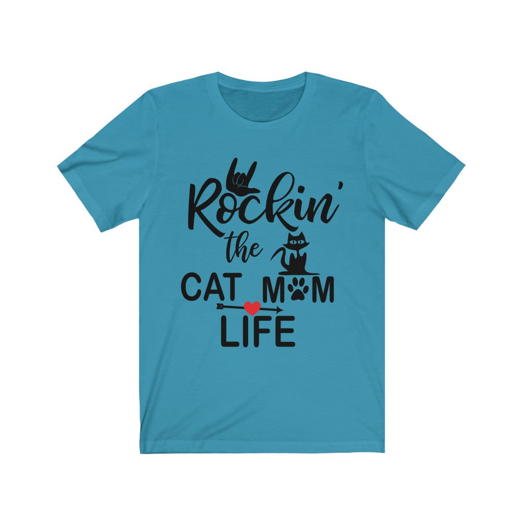 Rockin The Cat Mom Life Unisex Jersey Short Sleeve Tee