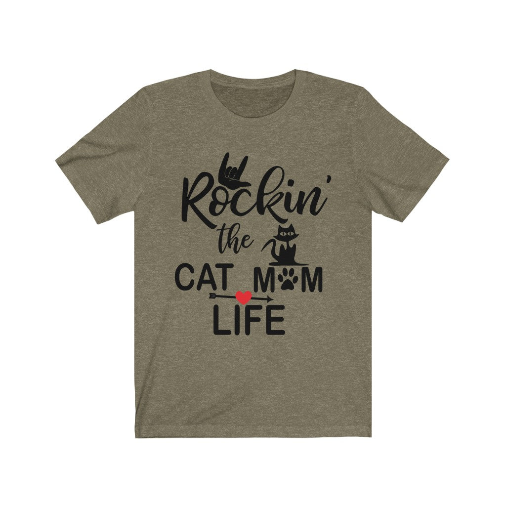 Rockin The Cat Mom Life Unisex Jersey Short Sleeve Tee