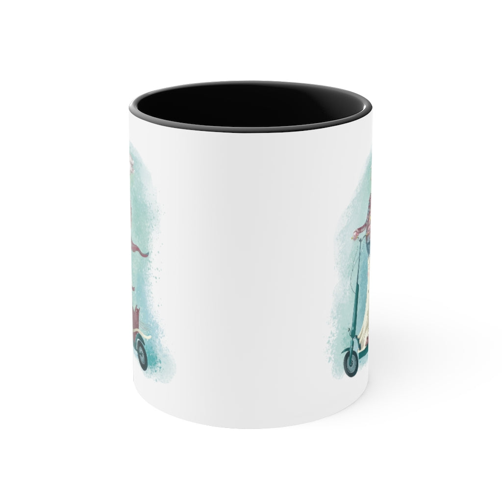 Cat N Scooter Accent Coffee Mug, 11oz