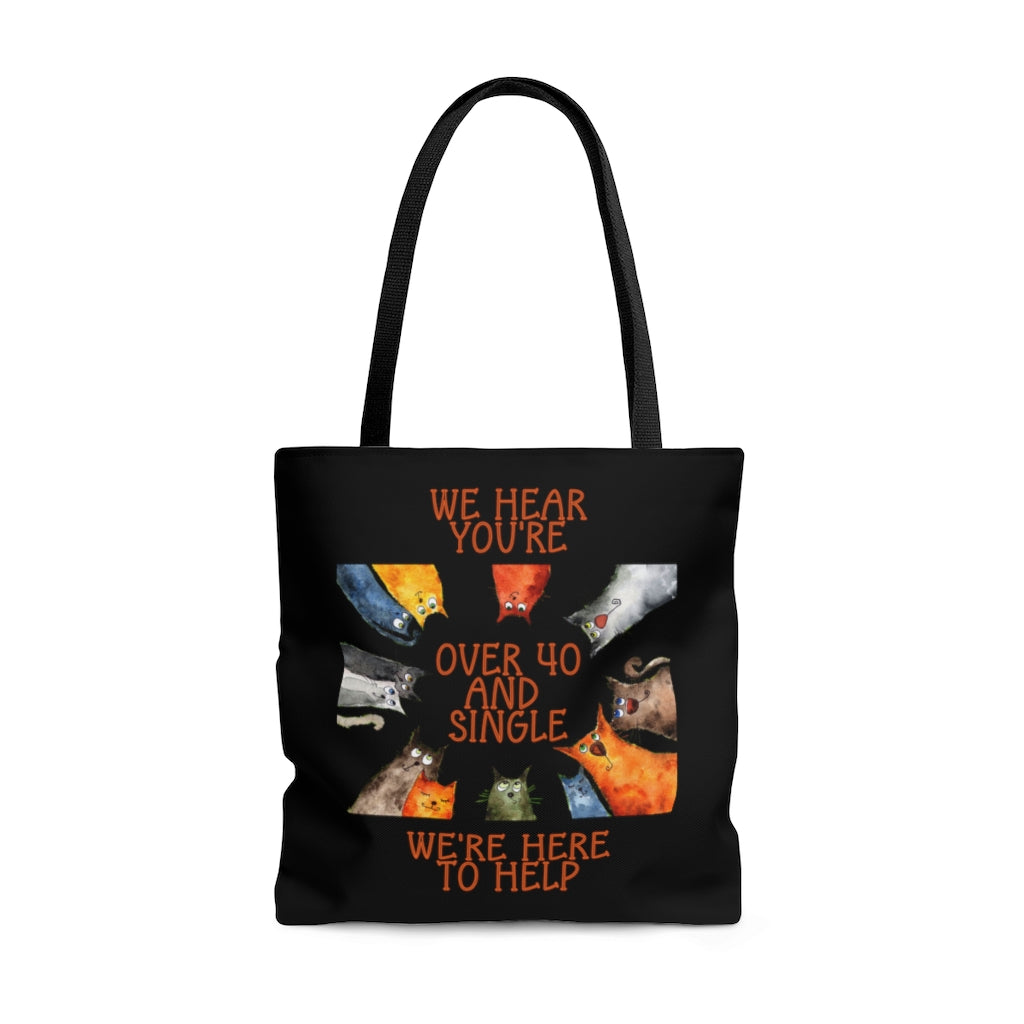 Over 40 And Single AOP Tote Bag