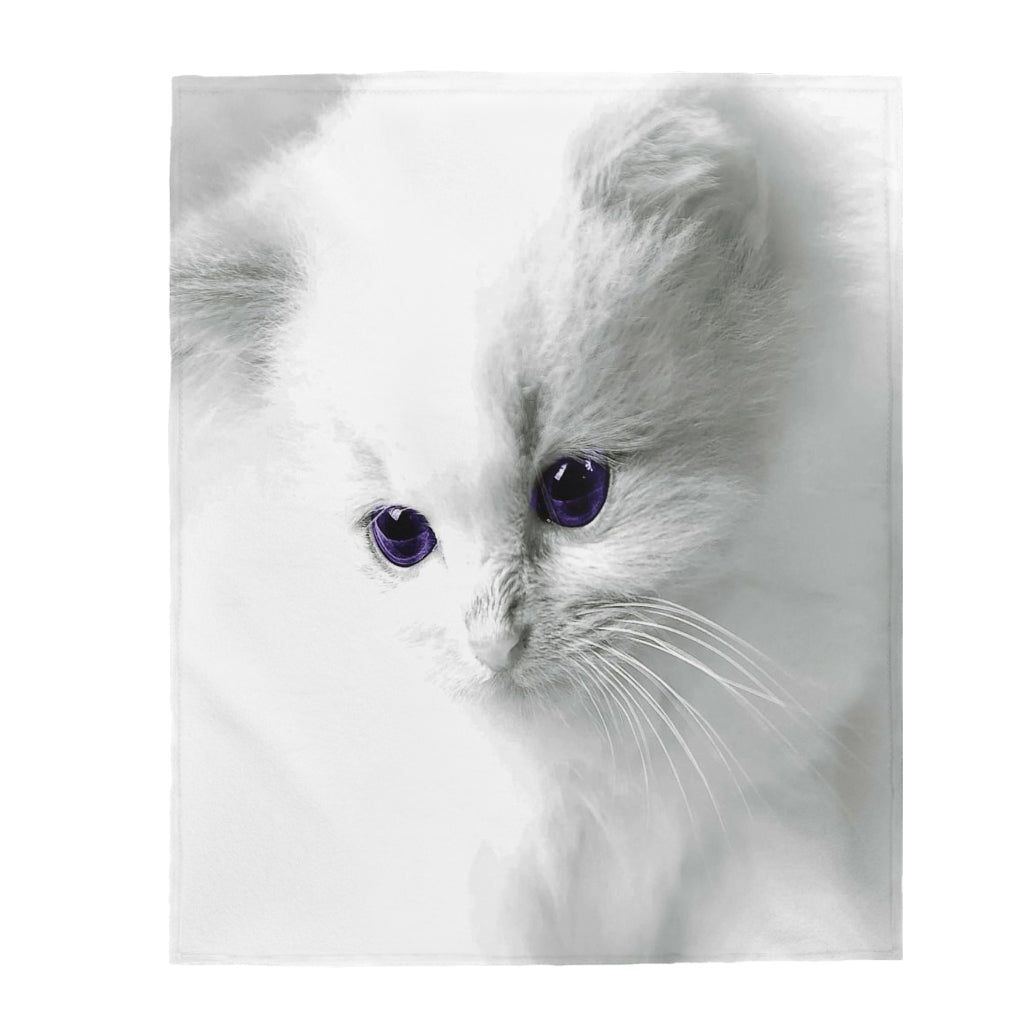 White Kitten Velveteen Plush Blanket