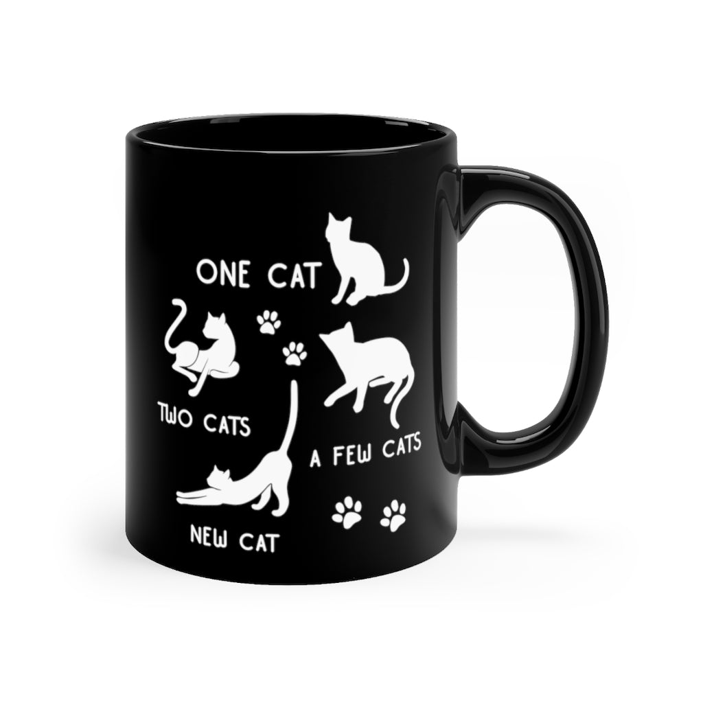 One Cat Two Cats Black mug 11oz