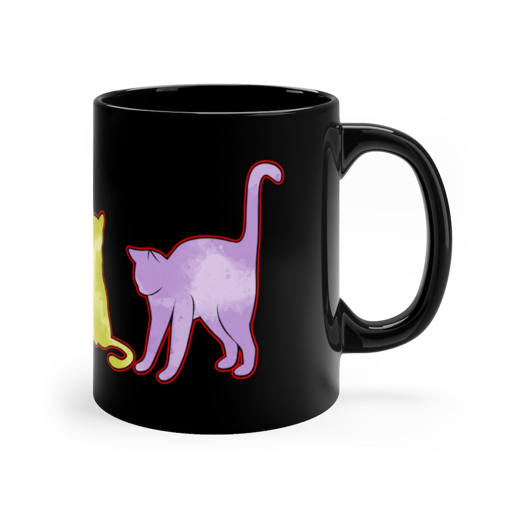 WaterColor Cats 11oz Black Mug