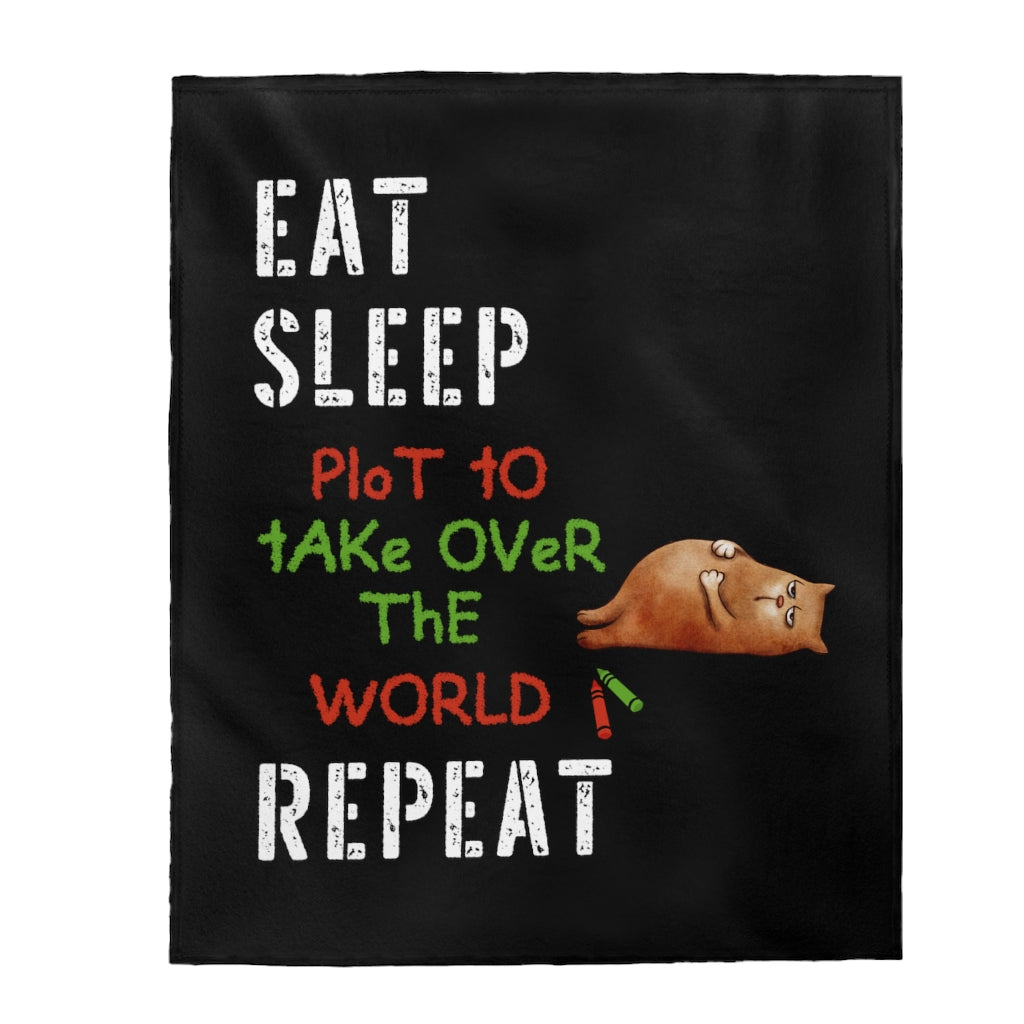 Eat Sleep Velveteen Plush Blanket