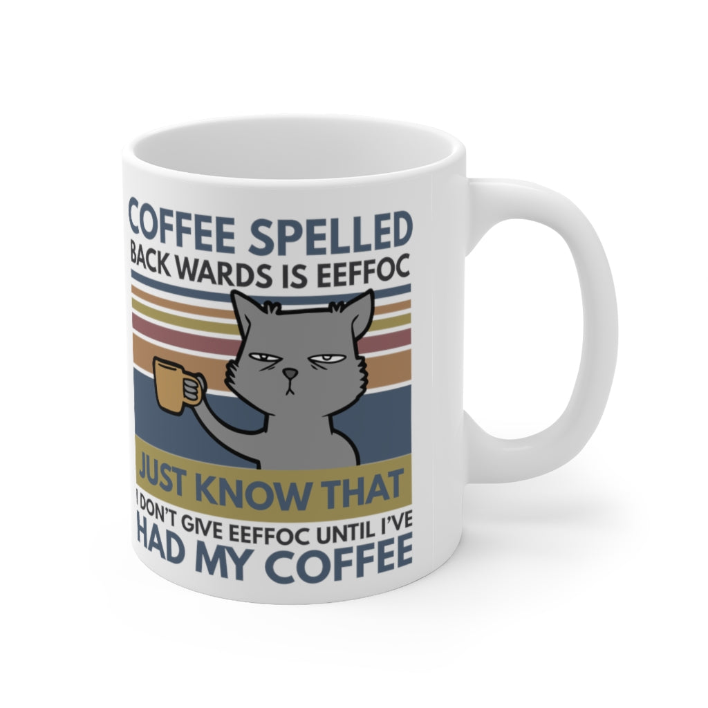 Coffee Spelled Backwards Ceramic Mug 11oz