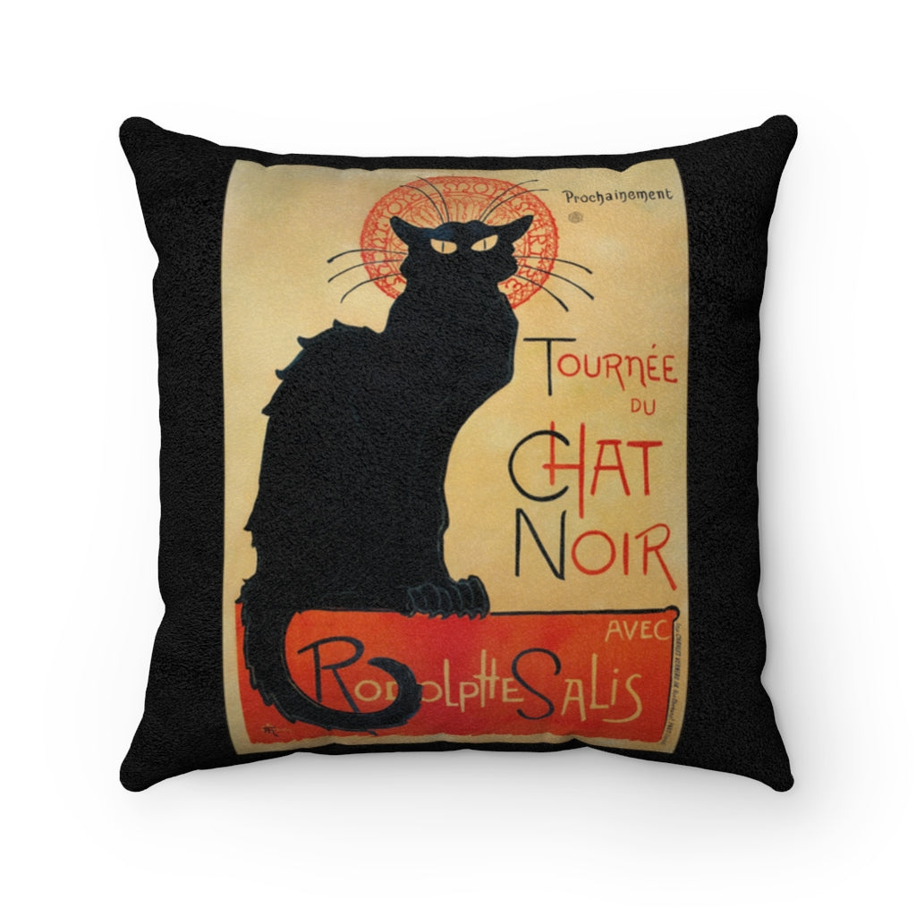 Chat Noir Faux Suede Square Pillow