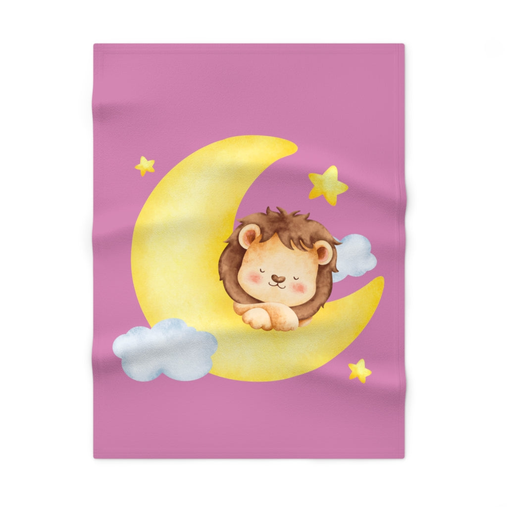 Lion in the Moon Soft Fleece Baby Blanket