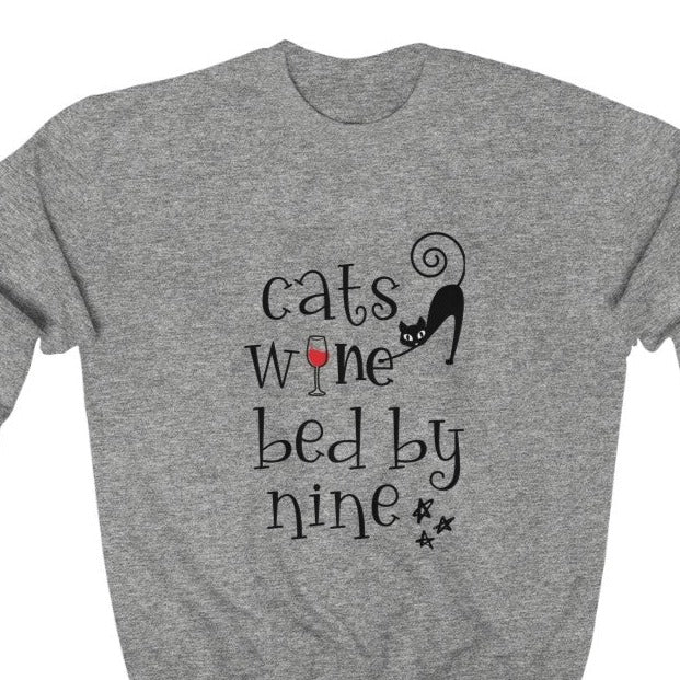 Cats Wine Bed By Nine Unisex Heavy Blend™ Crewneck Sweatshirt