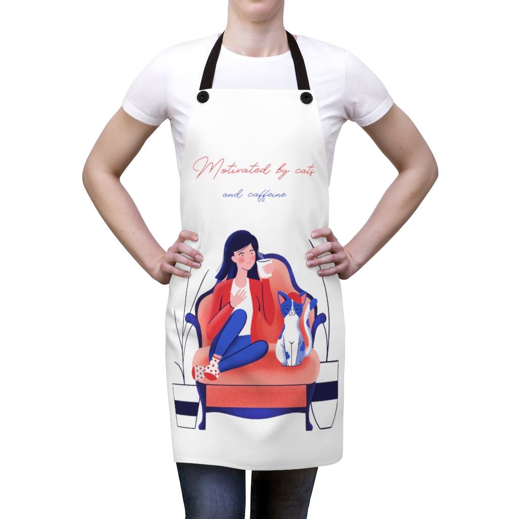 Motivated By Cats And Caffeine Apron