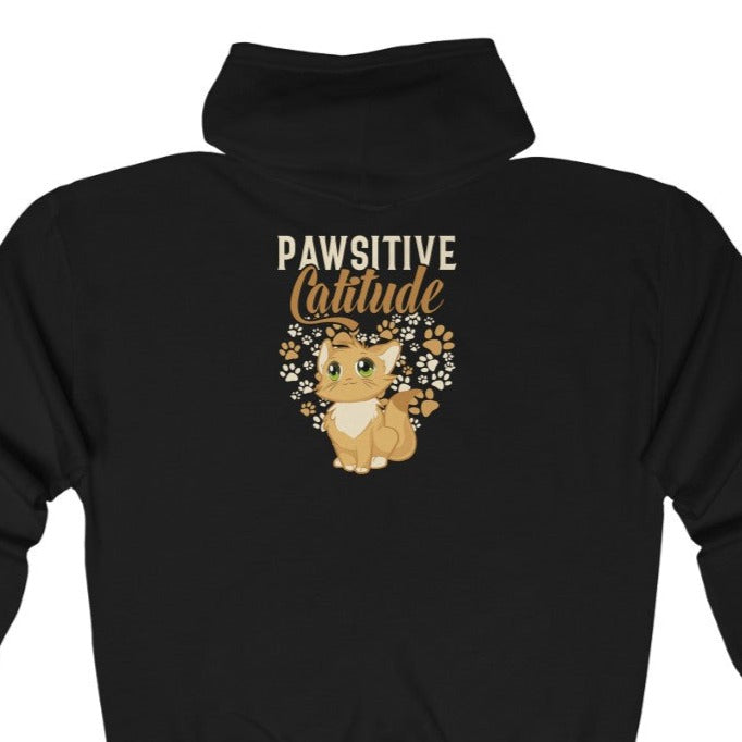 Pawsitive Cattitude Backprint Unisex Heavy Blend™ Full Zip Hooded Sweatshirt