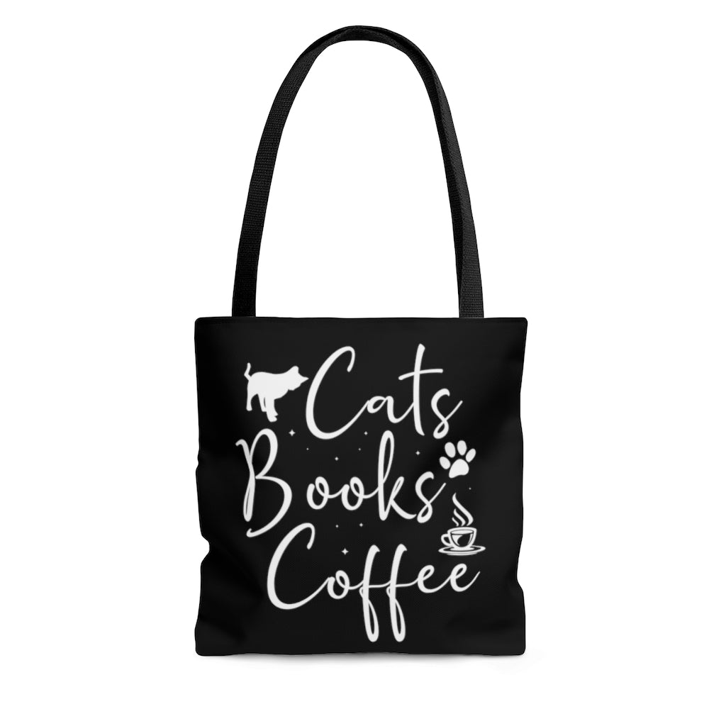 Cats Books Coffee AOP Tote Bag