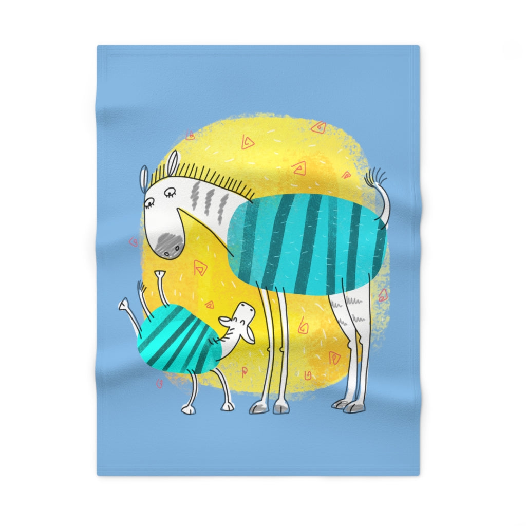 Baby Blue Zebra Soft Fleece Baby Blanket