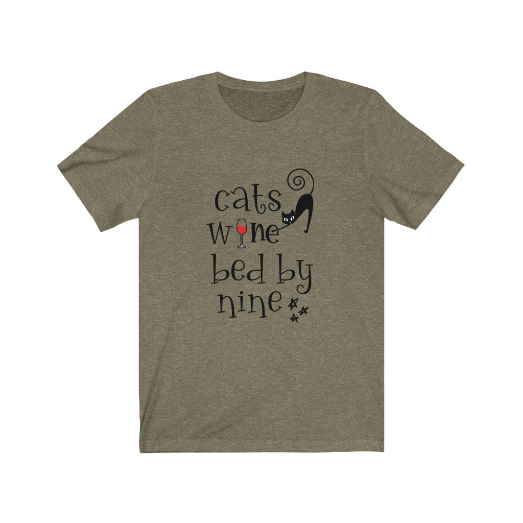 Cats Wine Bed By Nine Unisex Jersey Short Sleeve Tee