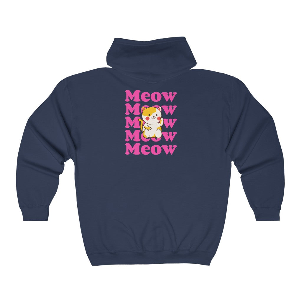 Meow Meow Meow Backprint Unisex Heavy Blend™ Full Zip Hooded Sweatshirt