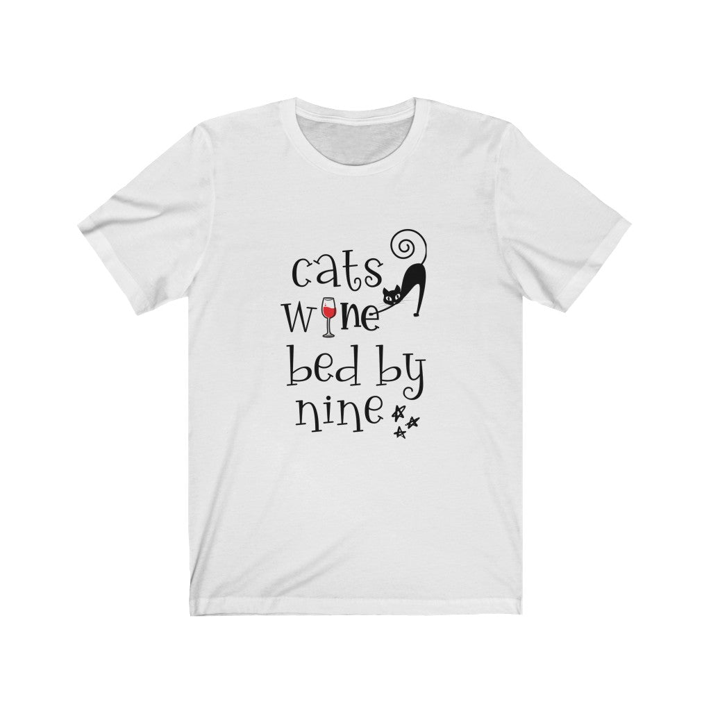 Cats Wine Bed By Nine Unisex Jersey Short Sleeve Tee