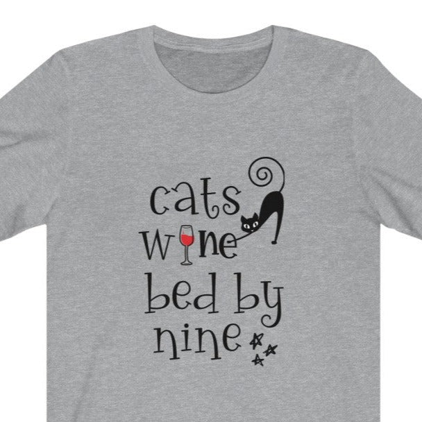 Cats Wine Bed By Nine Unisex Jersey Short Sleeve Tee