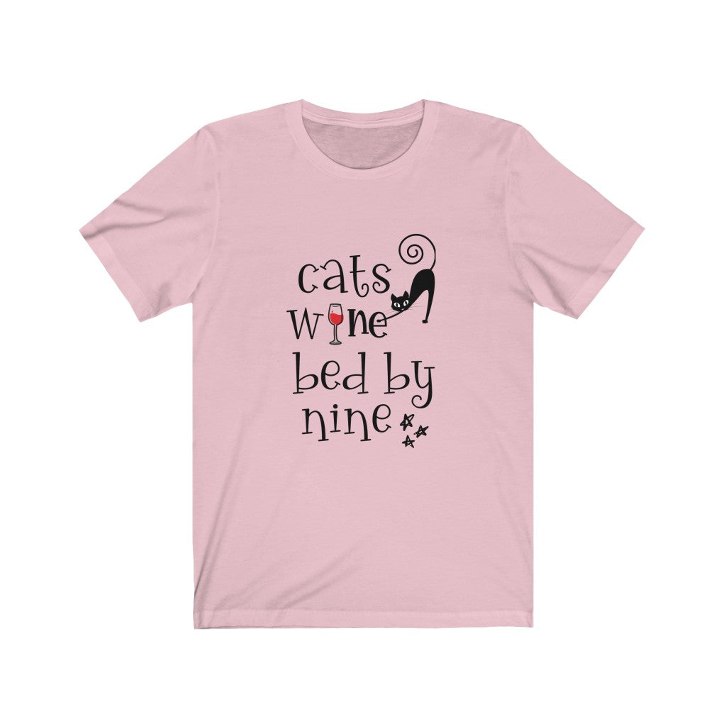 Cats Wine Bed By Nine Unisex Jersey Short Sleeve Tee