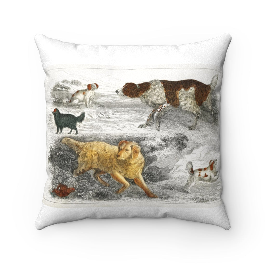 Hunting Dog Faux Suede Square Pillow