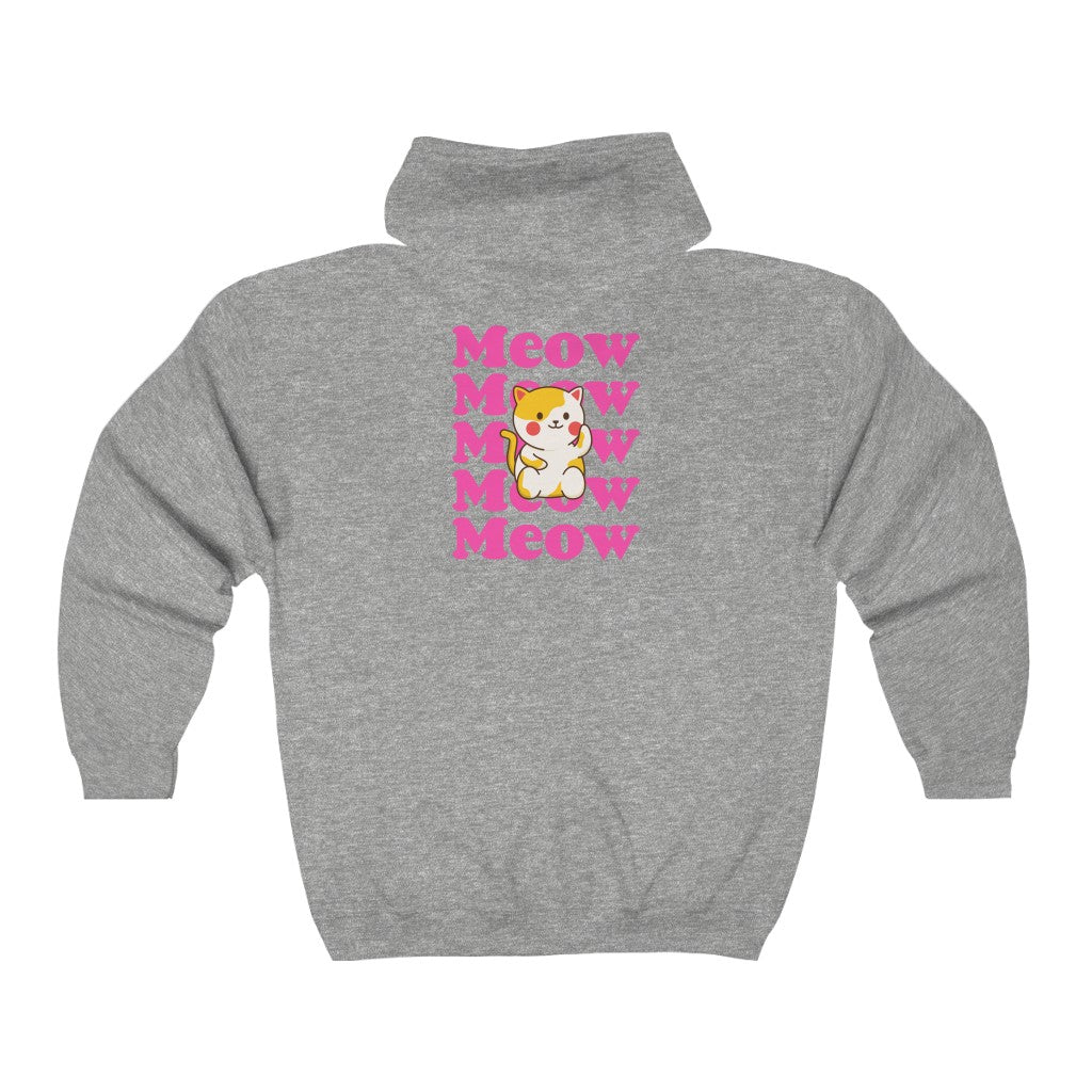 Meow Meow Meow Backprint Unisex Heavy Blend™ Full Zip Hooded Sweatshirt