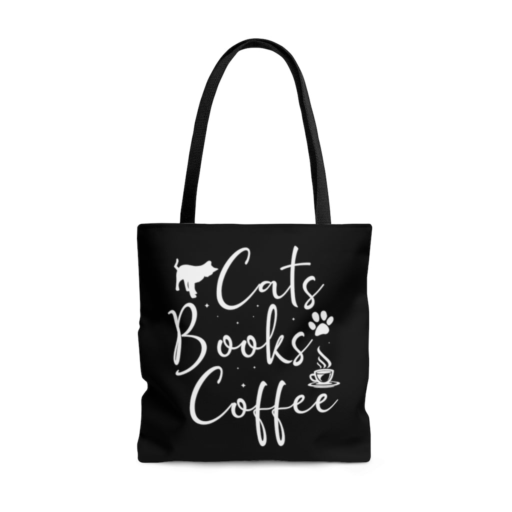 Cats Books Coffee AOP Tote Bag